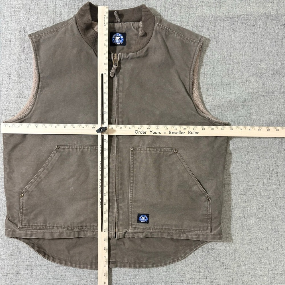 Polar King By Key Me Vest LR Brown Sherpa Lined Canvas Workwear - Picture 3 of 8